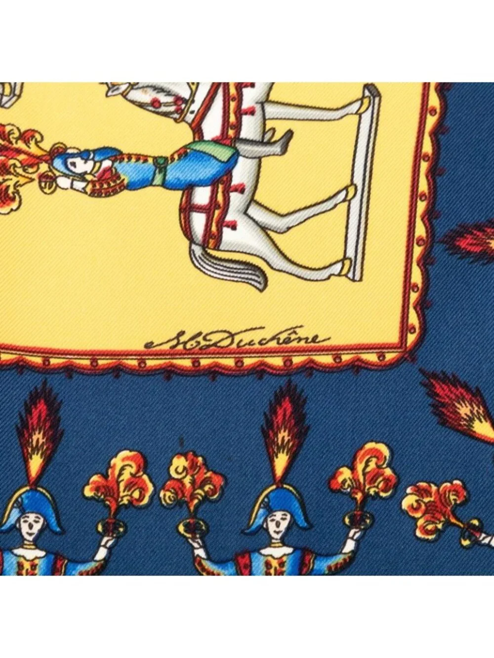 Hermes Carre 90 les Artificiers Fireworks Artist Scarf Blue Yellow Multicolor - Picture 6 of 9